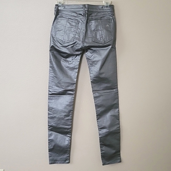 Rag & Bone Pewter Metallic Skinny Jean Leggings - Size 25 - Picture 4 of 9